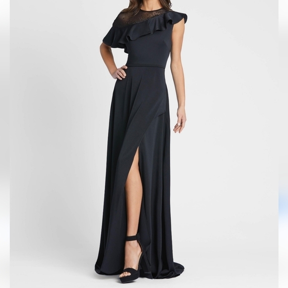 NWT Mac Duggal IEENA Fall 2021 black #55317 maxi formal gown size 10 - Picture 1 of 14